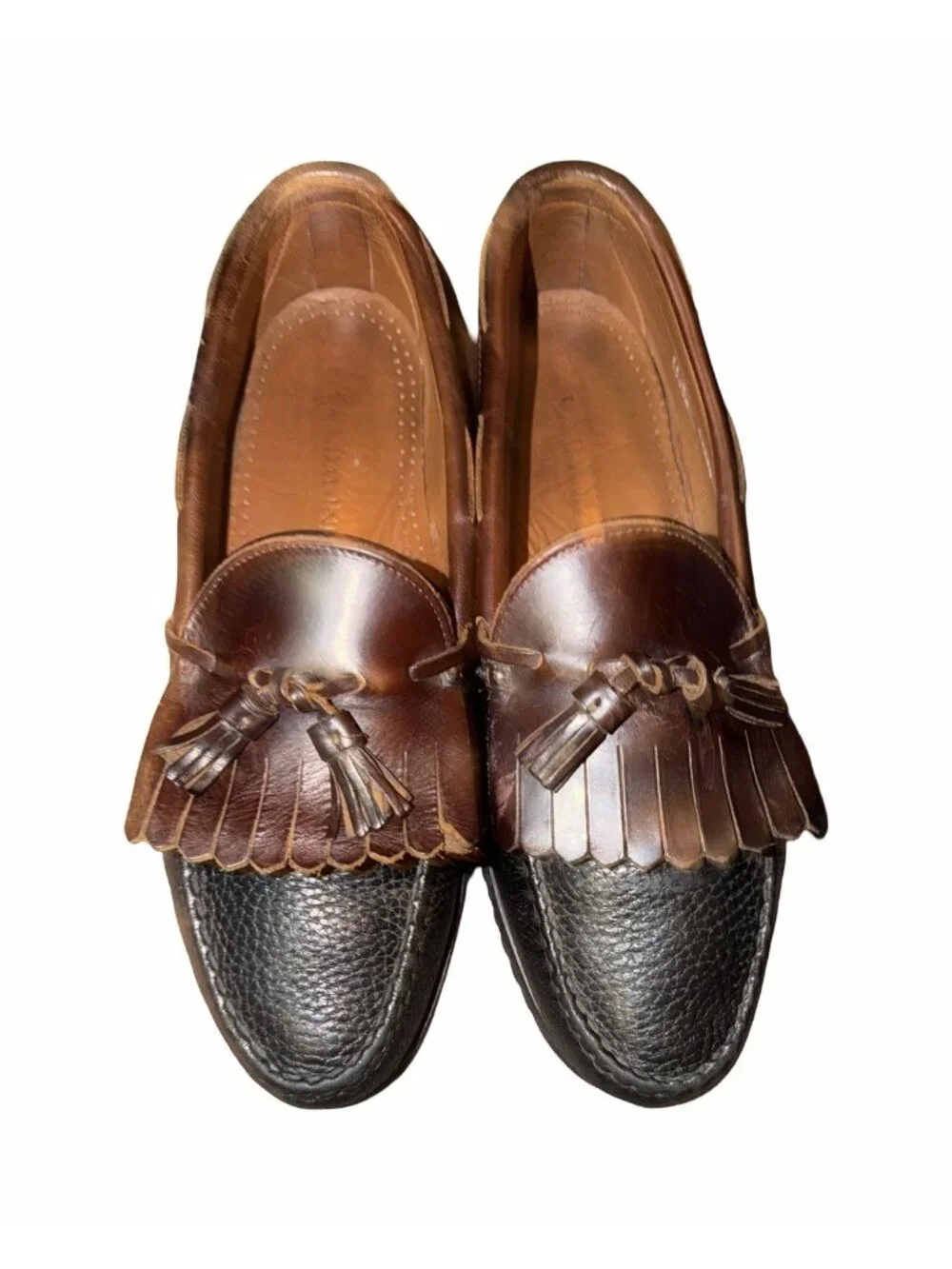 Allen Edmonds Nashua Tassel Leather Loafer Brown Black Shoes Size 11D Preppy